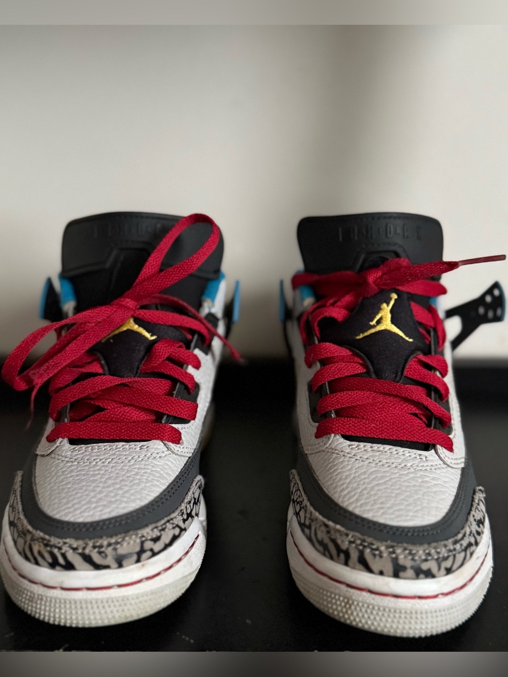 Jordan Kids Sneakers in White, Black, Red & Yellow